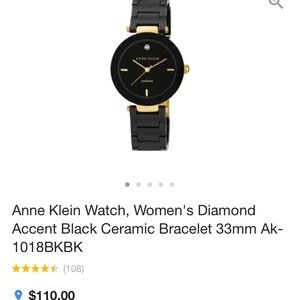 Anne Klein black and gold diamond watch